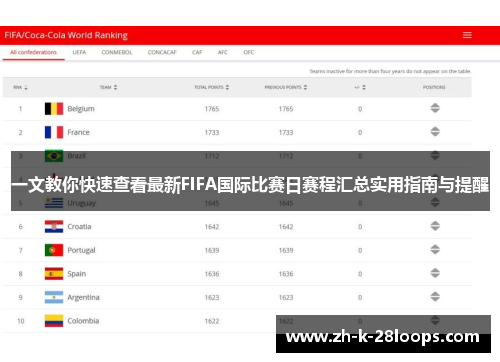 一文教你快速查看最新FIFA国际比赛日赛程汇总实用指南与提醒 一文教你快速查看最新FIFA国际比赛日赛程汇总实用指南与提醒